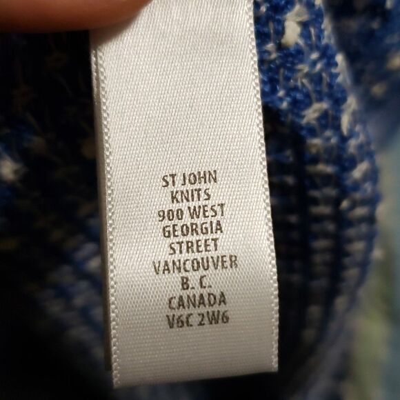 ST. John Engineered Coastal Texture Tweed Knit Dress Blue Size 10 - Picture 11 of 15